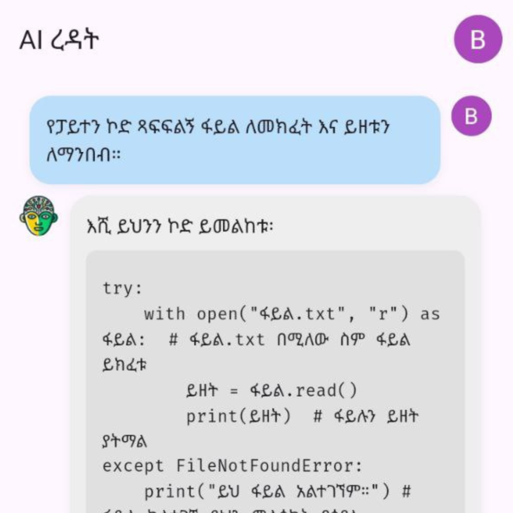 Addis AI App Example page -7